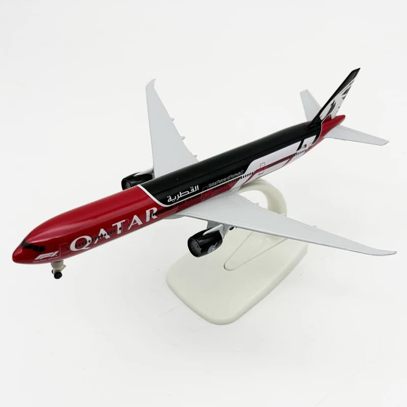 20cm 777-300 Qatar Airways Model Plane Toy Replica Alloy Material Scale Airplanes With Landing Gear Wheels Base