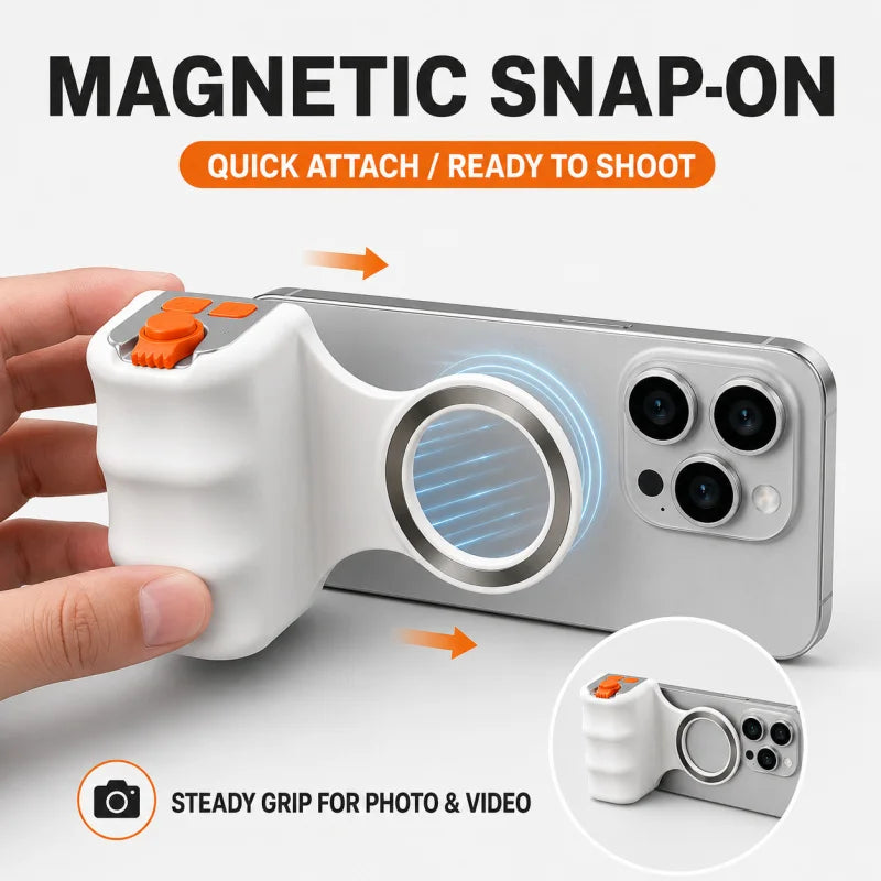 Magnetic Phone Camera Grip Wireless Shutter Remote Selfie Handle Handheld Stabilizer for Vlog Live Video Photo