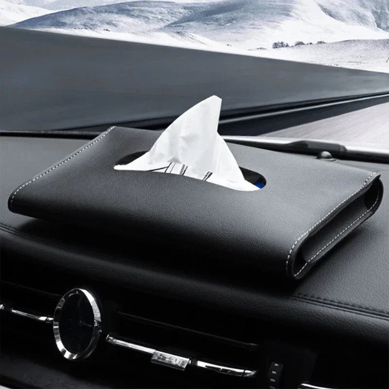 1Pc Car Tissue Boxes Universal Auto Sun Visor Dash-Mounted Board Armrest Tissue Mask Storage Box Holder Car Accessories Interior