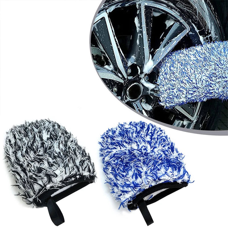 Super Soft Car Microfiber Wheel Detailer Wash Glove Thickening Two-sided Car Detailing Pocket Mitt Car Wash Products