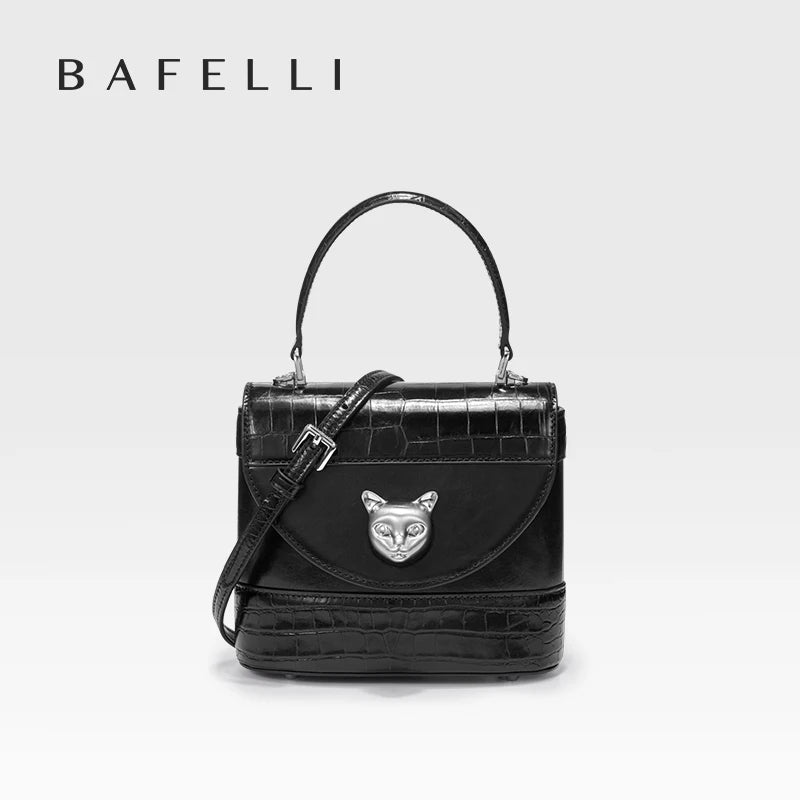 BAFELLI HANDBAG 2026 WOMEN'S NEW CROSSBODY LEATHER PURSE EVENING BAG CROCODILE GRAIN DESIGNER BUCKET CAT LUXURY BRAND FASHION