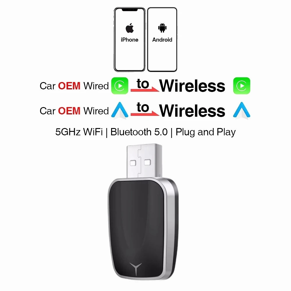 2026 Upgraded Wireless CarPlay Adapter& Android Auto Adapter, Mini&Stable CarPlay Wireless Dongle for iOS 10 Android 11and Above