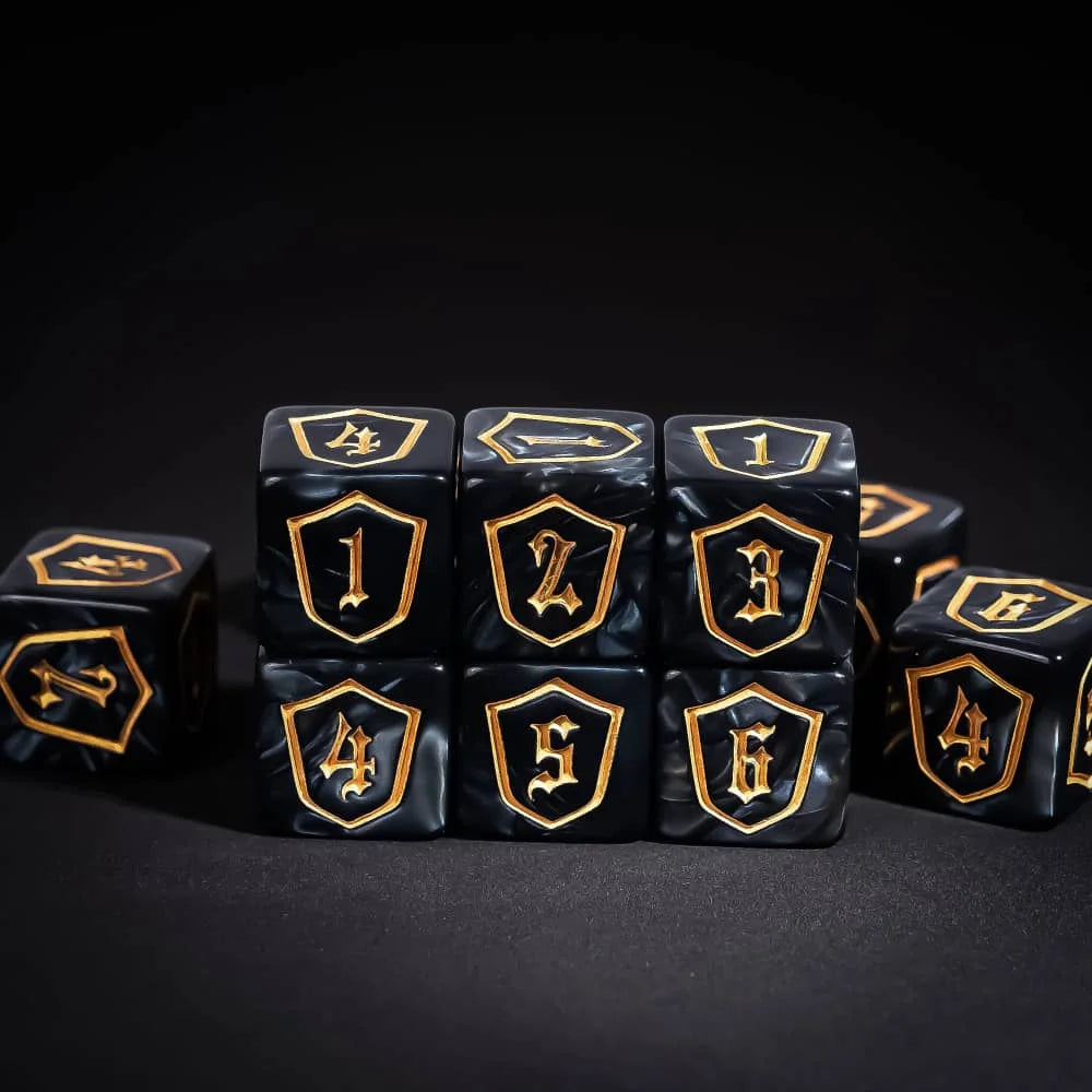 7Pcs Shield D6 Game Dices 6 Sides D6 Cubes New Design 16mm Standard Polyhedral Dice Set for Tabletop Role Playing Board Games