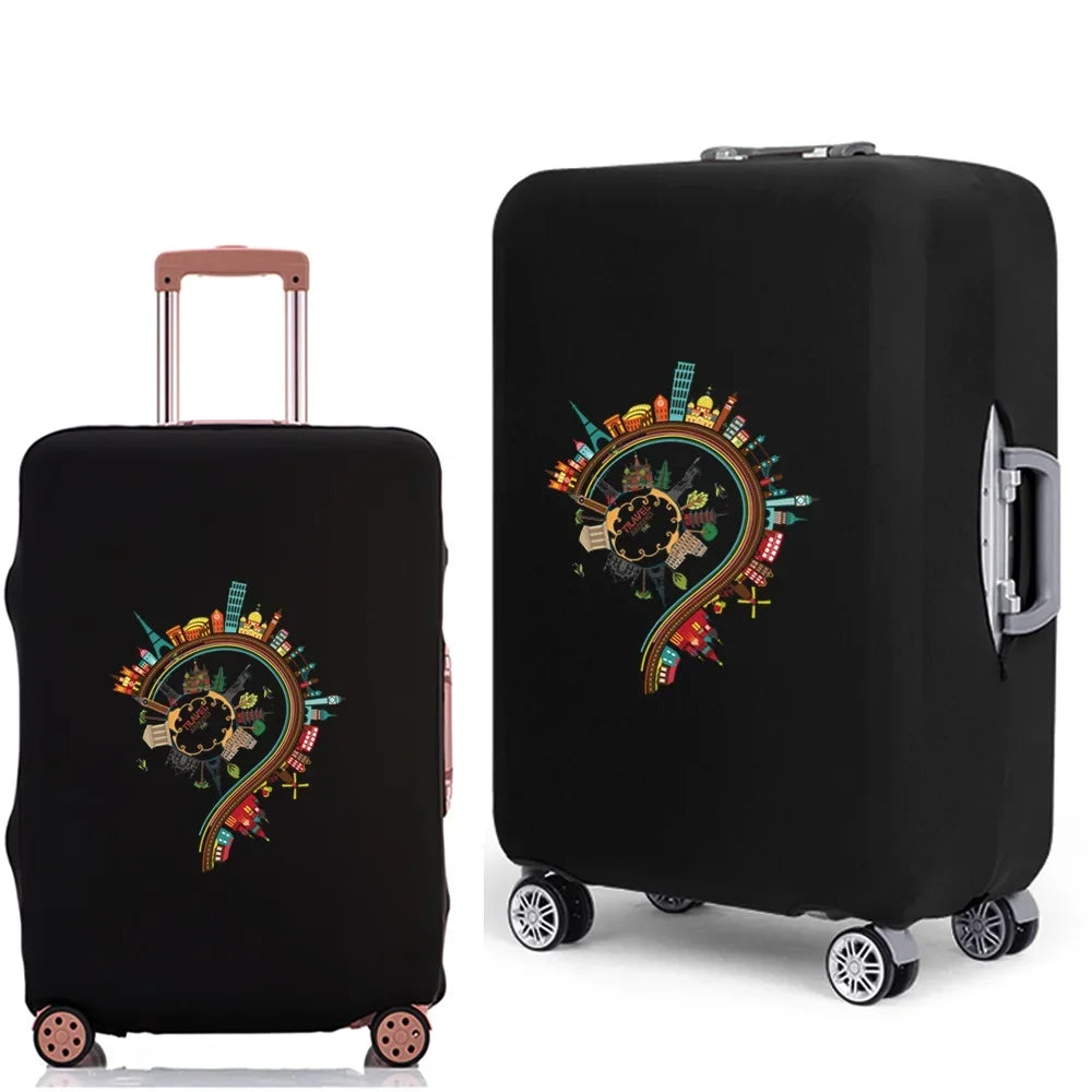 Portable Luggage Protective Cover Travel Pattern Travel Suitcase Cover Elastic Dust Cases for 18 To 28 Inch Travel Trunk Cover