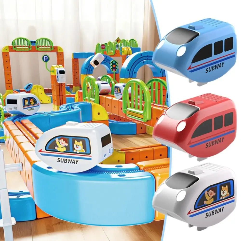 Fun Plastic Buckle Tracks Train With Light Intelligent Toy Railway Track Toys Smooth Steady Driving Small Train