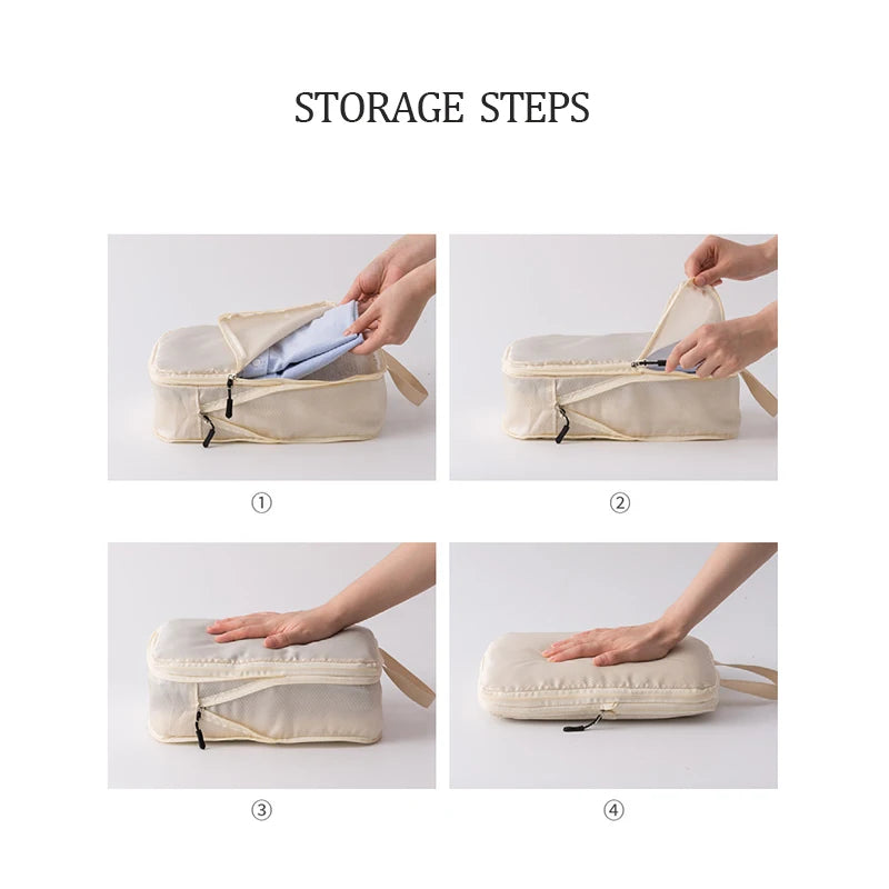 3 Piece Travel Organizer Bag Set Waterproof Women Clothes Organiser Pouch Compressible Packing Cubes Travel Portable Cubes Set