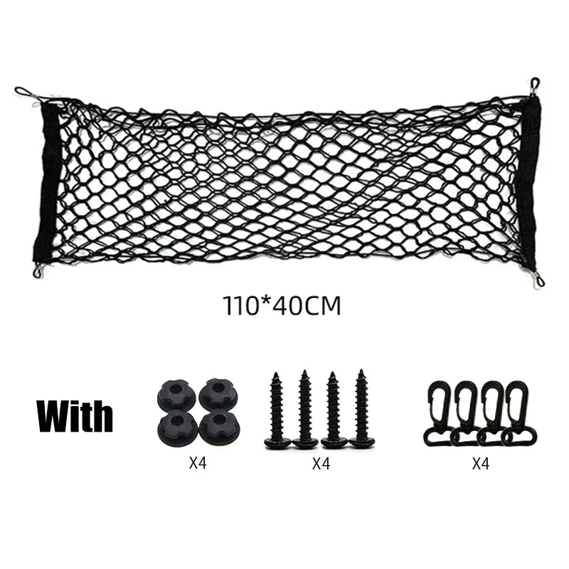 Car Back Rear Organizer Net Seat Elastic String Magic Sticker Universal Storage Pocket Bag Auto Car Trunk Organizer Wholesale