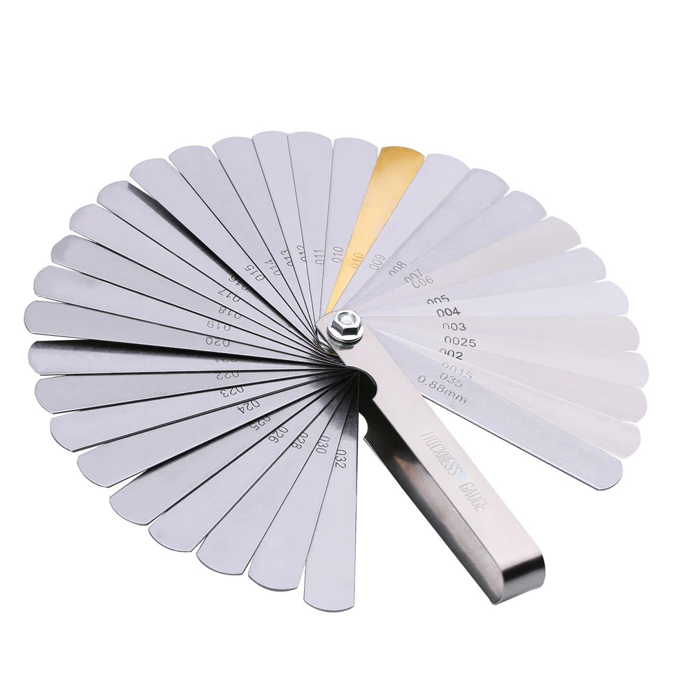 32 Blades Feeler Gauges Set Stainless Steel Dual Marked Metric and Standard SAE Valve Thickness Gauge Rangefinder