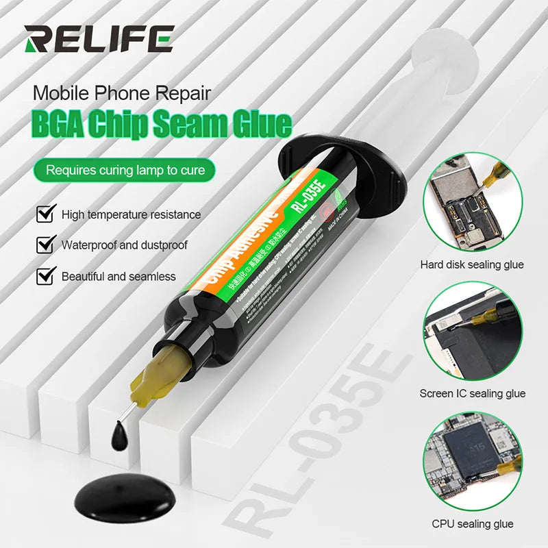 RELIFE RL-035E BGA Chip Seam Glue High Temperature Resistance for Curved Flat Screen Mobile Phone Repair Chip Adhesive
