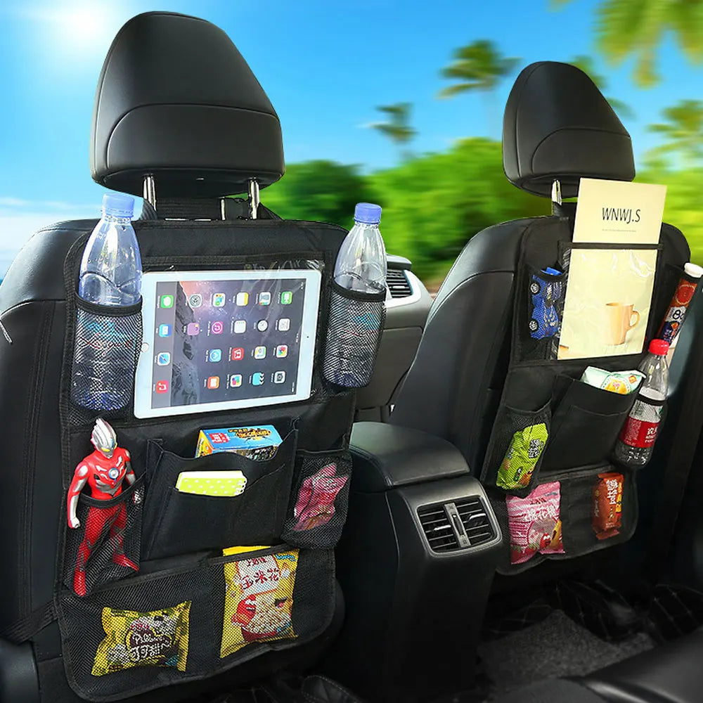 Car Backseat Organizer with Touch Screen Tablet Holder Auto Storage Pockets Cover Car Seat Back Protectors Car Accessories