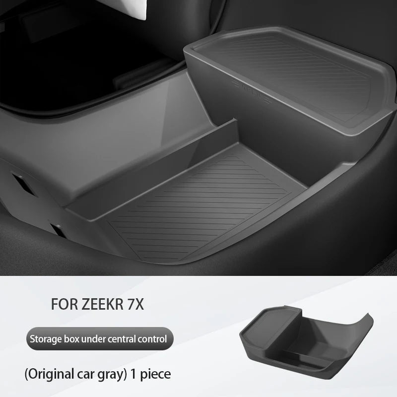 For ZEEKR 7X 2025 The storage box below the center console Double-layer silicone storage box Car interior accessories