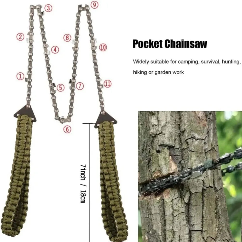 Manual Mini Chainsaw Umbrella Rope Handle Garden Logging Convenient Chain Saw Outdoor Survival Corded Saw Hand Tools