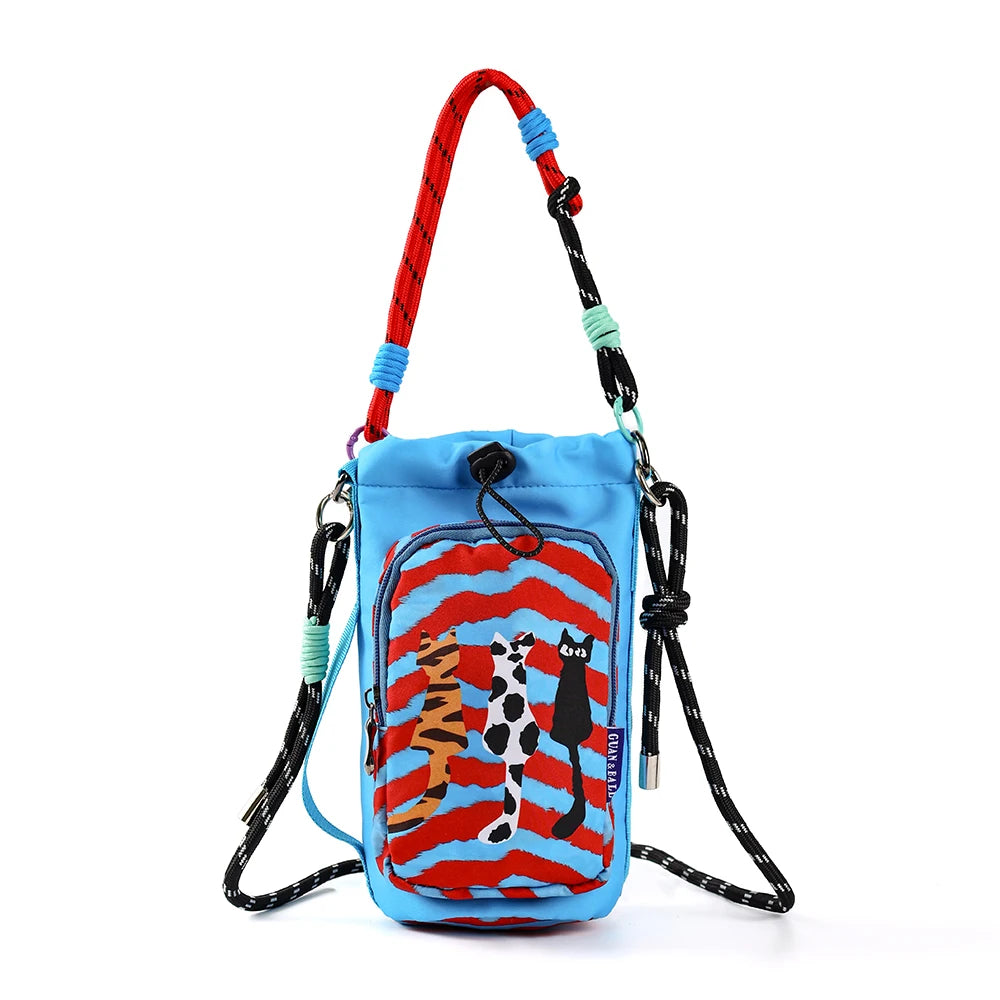 2026 New Illustrator-Designed Dopamine Lightweight Water Bottle Bag Crossbody Bag Outdoor Phone Casual Bag