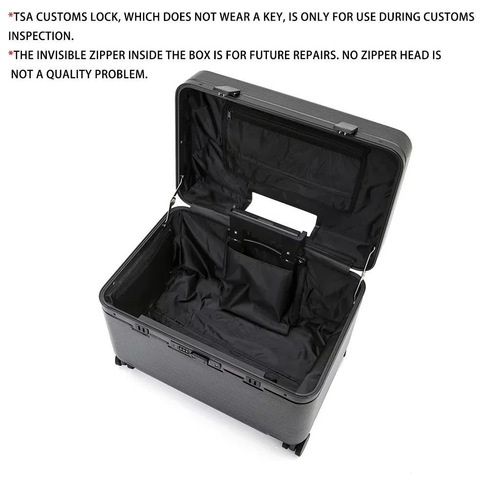 Bunnyfly 18" Aluminum Alloy Frame Spinner Suitcase Camera Trolley Pilot Luggage Bag with Wheels Photography Equipment Case