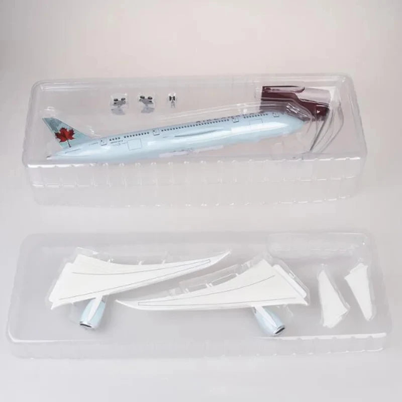 Toy Airplane Model B787 Canada Airline Aircraft 1/130 Scale 43cm Diecast Resin Model Kit With Lights Landing Gear Static Display