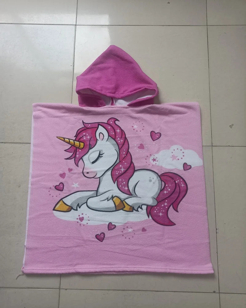 Beach Towel For Kids Hooded Bath Towel Poncho Kids  rabbit pattern Baby Towel For Girls 2-6 Years Bathroom Beach Swim Cover