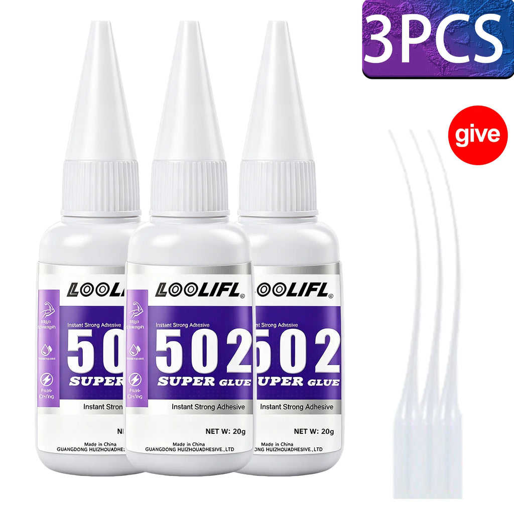 1/2/3/5/7pcs LOOLIFL 502 Super Glue Quick Dry Instant Strong Bond Adhesive For Home Office Industrial Repair Materials Tool 20G