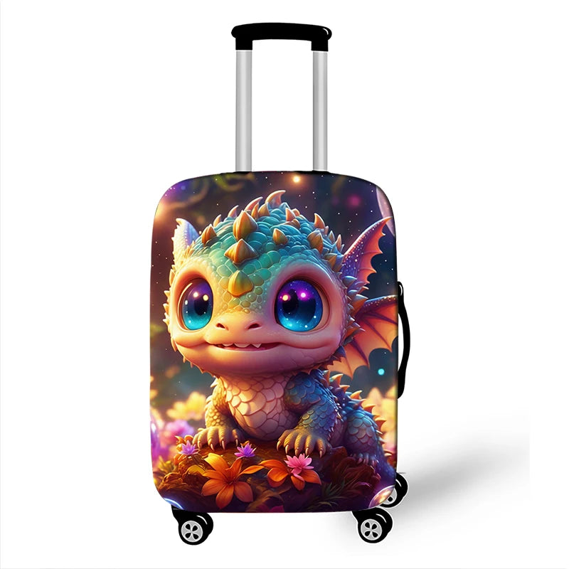 Cute Dragon Baby Print Luggage Cover Fantasy Animals Accessories Elastic Trolley Case Protective For Travel Anti-dust Covers
