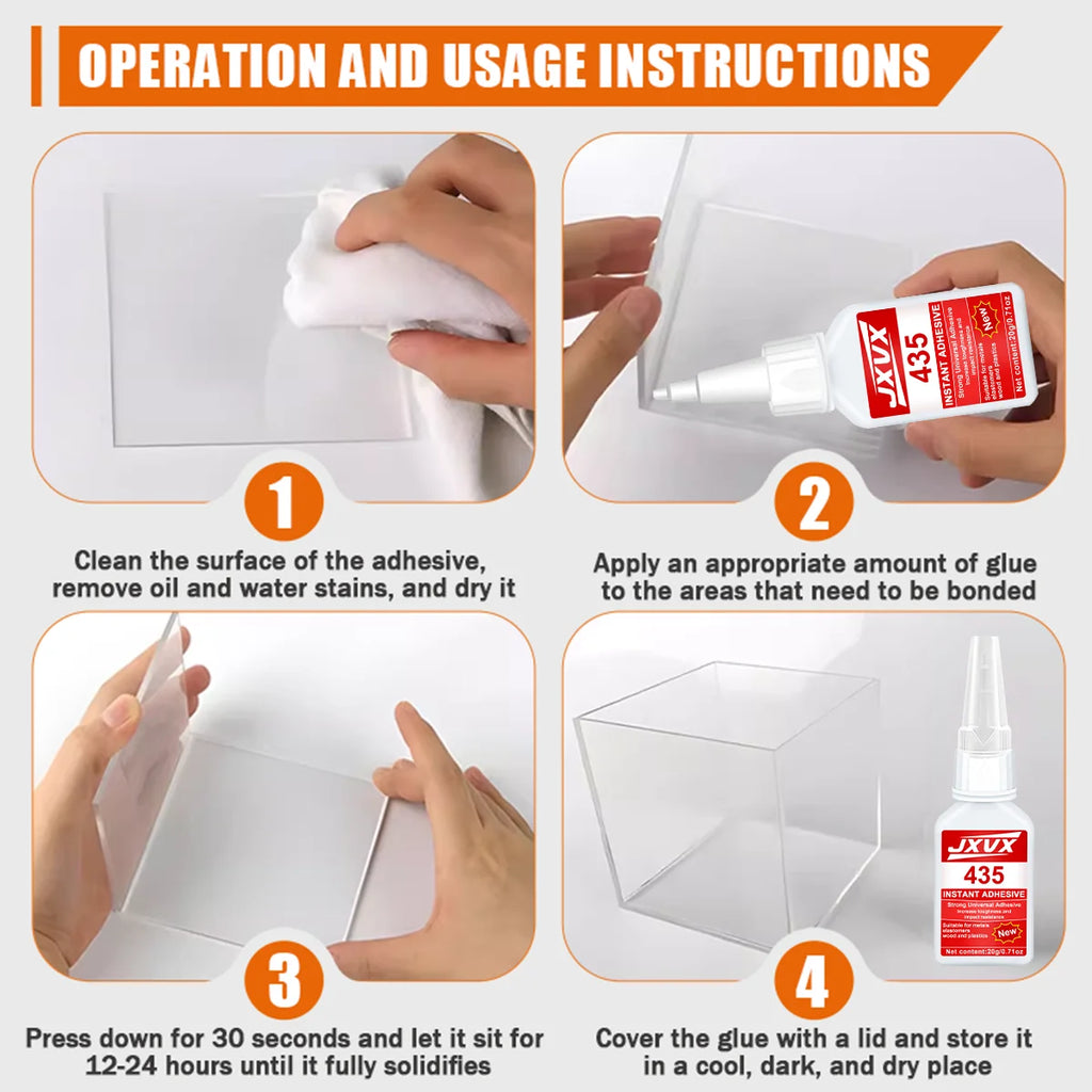 435 Extra Strong Super Glass Glue Upgraded Version Cyanoacrylate Quick Dry Instant Strong Bond Adhesive For Glass, Mirror, and Porcelain Restoration, Screen Vase Window Seconds Bond 20g.