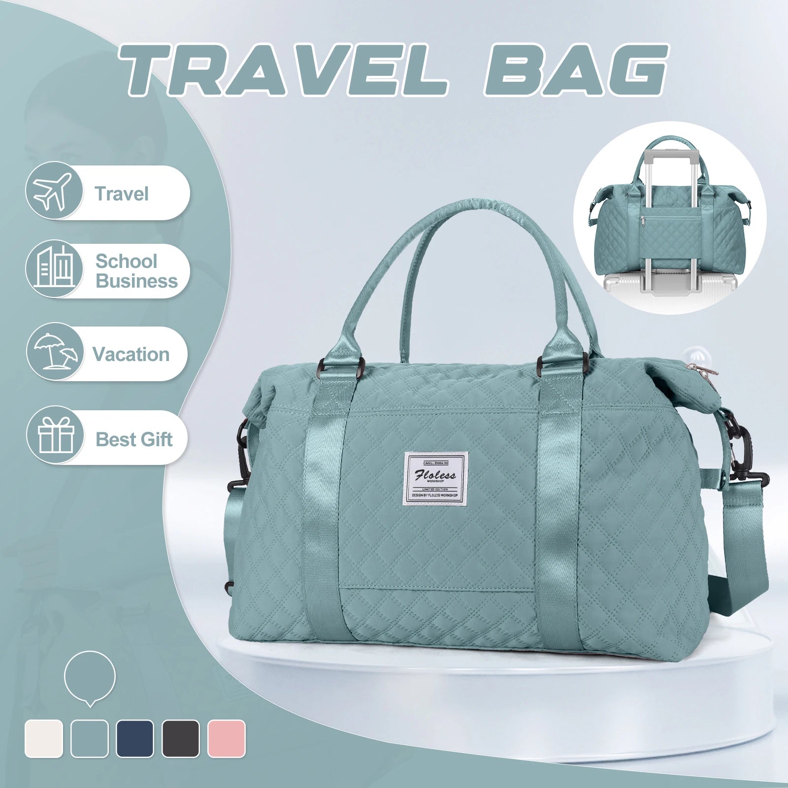 Travel Duffle Bag, Waterproof Weekender Carry On Travel Bags, Sport Gym Bag, Hospital Bags for Labor and Delivery, Overnight Bag