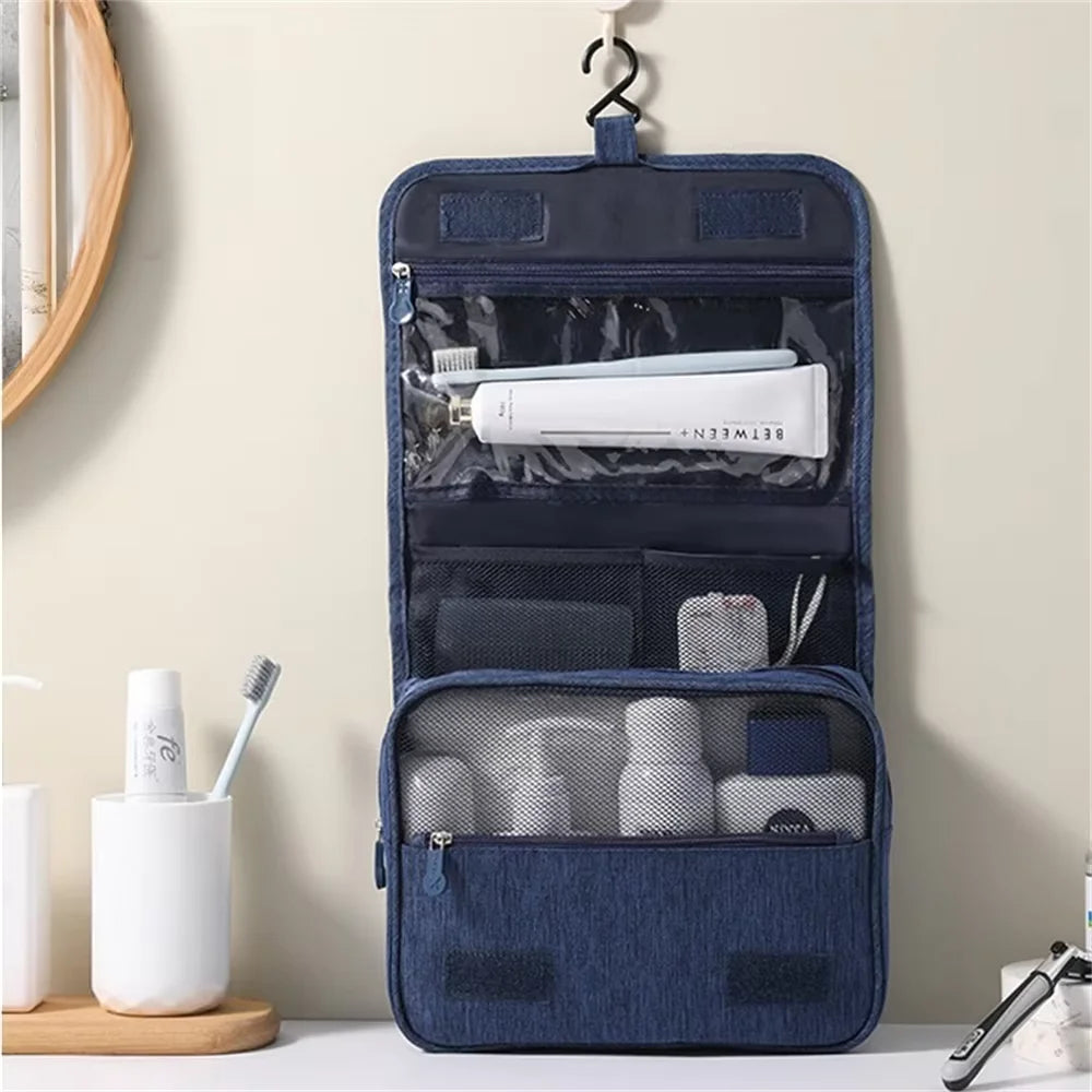 Portable Toiletry Washbag with Hanging Hook Waterproof Women Bathroom Cosmetic Storage Bag Large Capacity Travel Men Makeup Case