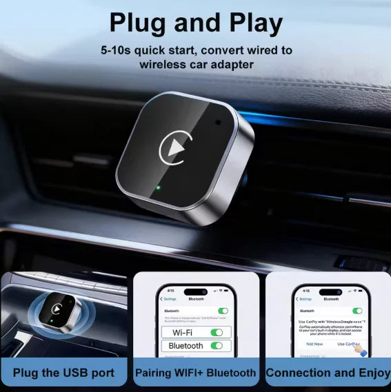 2in 1 Wireless CarPlay Dongle Wireless Android Auto Adapter AI Smart Box 5Ghz WiFi Type-C/USB Plug and Play Car Accessories