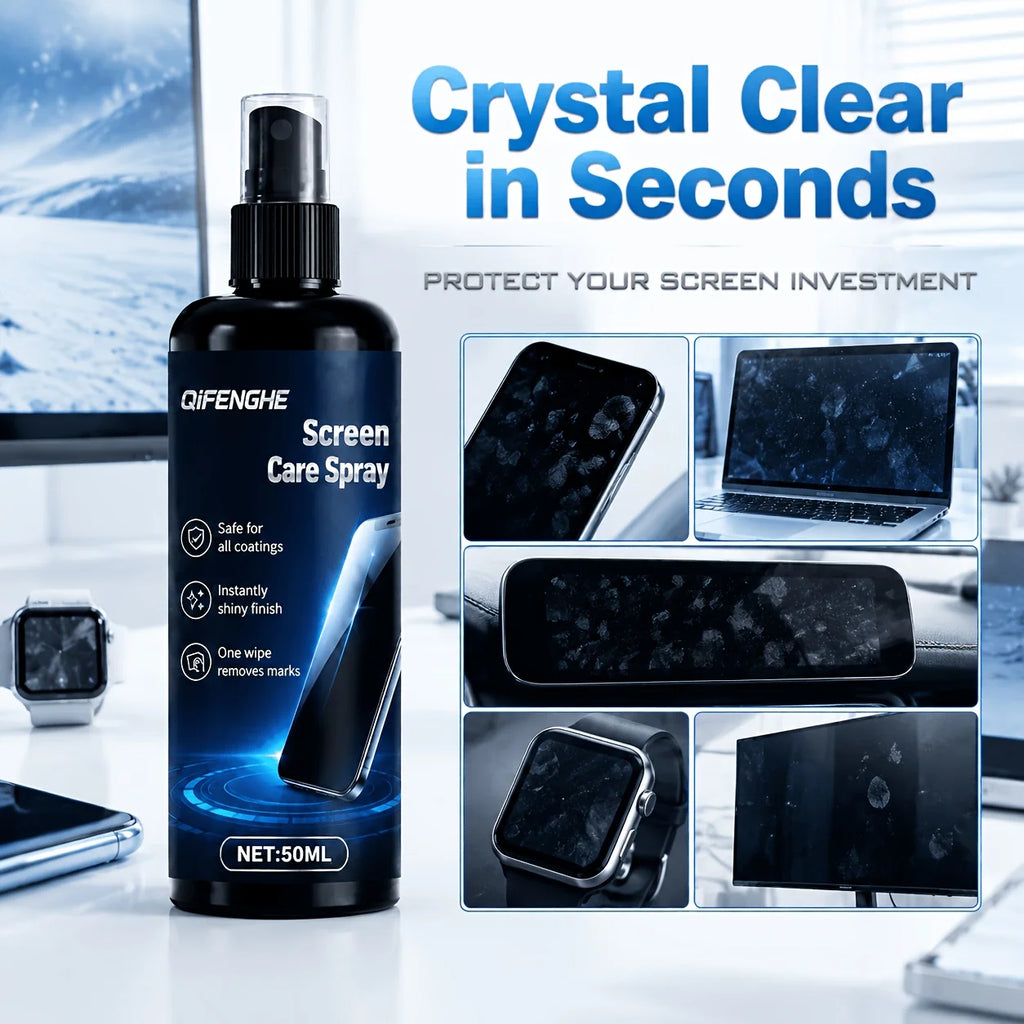 Screen Care Spray 50Ml 1.7 Fl Oz for Phone Laptop Tablet TV Monitor Car Gaming Multi Surface Streak Free Quick Clean Removes Fin