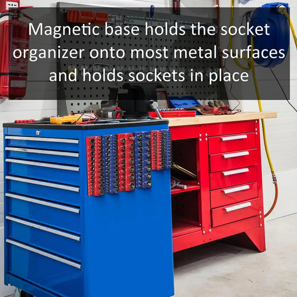 Magnetic Plastic Socket Holder Metric & SAE Magnetic Socket Organizer Rack 1/4" 3/8" 1/2" Drive Socket Storage Tool Holder