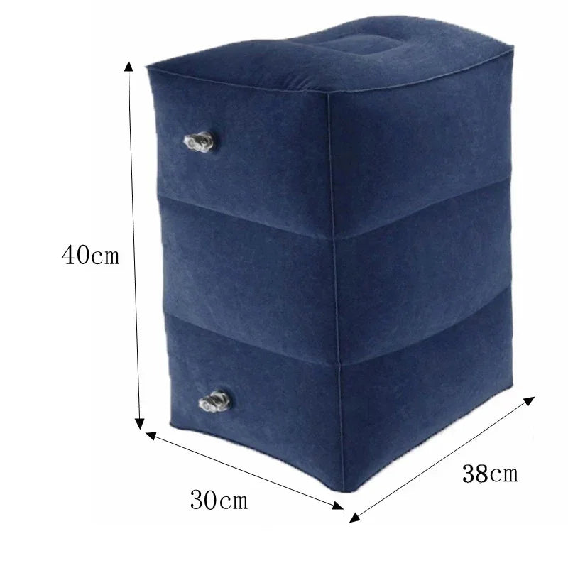 Inflatable Sleeping Foot Rest Pillow for Air Travel, PVC Adjustable 3-Layer Flight Footstool Cushion for Car Office