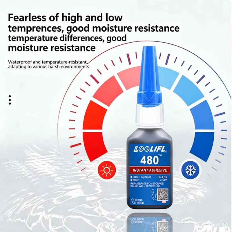 480 20g Cyanoacrylate Adhesive High Temp Resistant Impact Resistant Bond Plastic Metal Rubber For Auto Body Bumper Repair