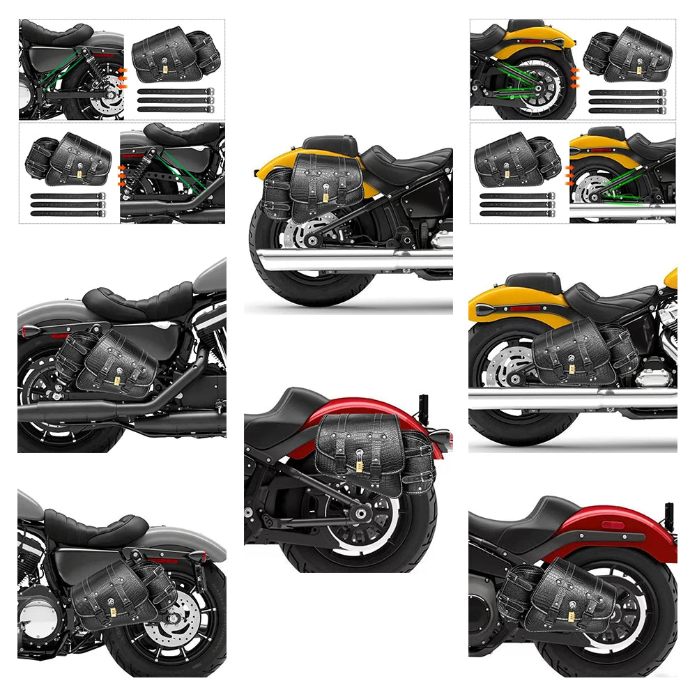 Sacs de selle de moto rétro pochette mallette de rangement valise de réservoir de bagages latéraux sacs en cuir PU/PVC