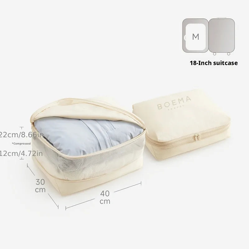 Travel Essentials Compression Clothes Packing Cube,Mesh Visible Luggage Storage Organizer Bag for 18 Inch Carry On Suitcase Trip