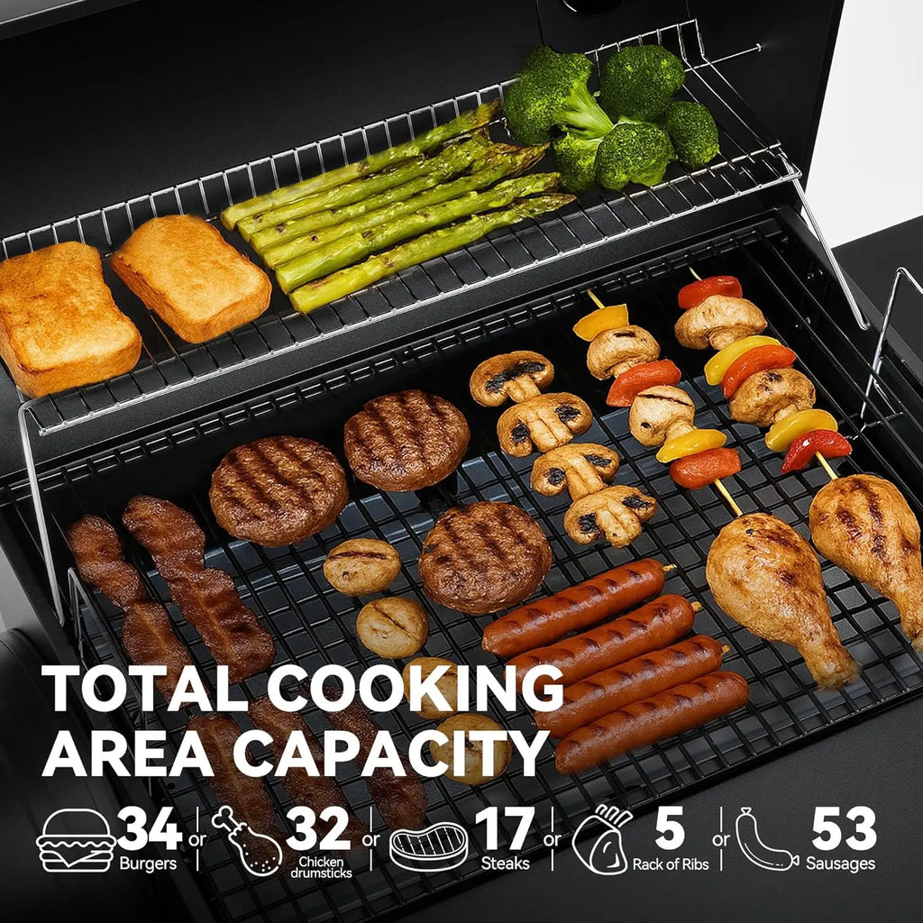 Charcoal Grill Offset Smoker: Charcoal Barbecue Grills with Spacious Cooking Area | Barrel BBQ Grill Smokers Combo for Outdoor
