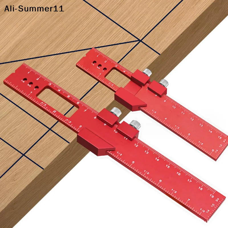 【Wq0】T Type Pocket Ruler Inch Metric Measuring Tool With Slide Stop For Carpentry Marking Multi-function Measuring Aid Tool