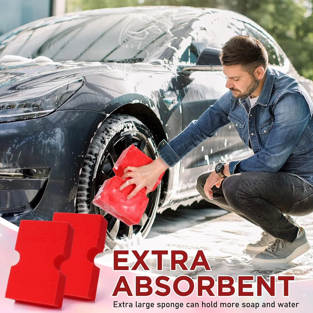 Car Wash Sponge,  Scratch-Free Car Cleaning Sponge, Durable Cross Cut Grid Sponge for Auto Multi Use Cleaning Washing Surfaces
