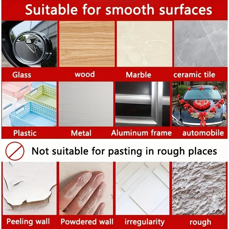 60Pcs/Box Double Sided Mounting Sticky Wall Strips, Clear Mounting Strong Sticky Wall Strips Transparent Tape Without Cropping