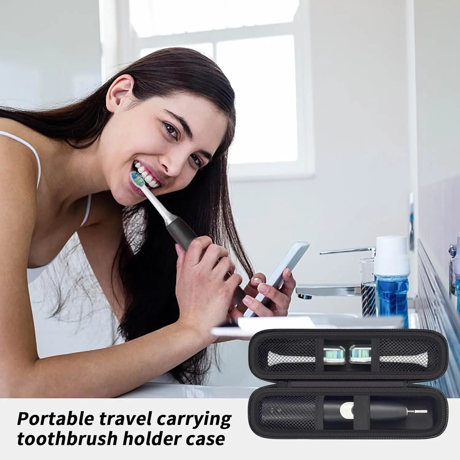 （CASE ONLY)Toothbrush Travel Hard Case Compatible with Oral-B Pro 1000, 2000, 3000, 3500, 1500/ for Philips Sonicare ProtectiveC