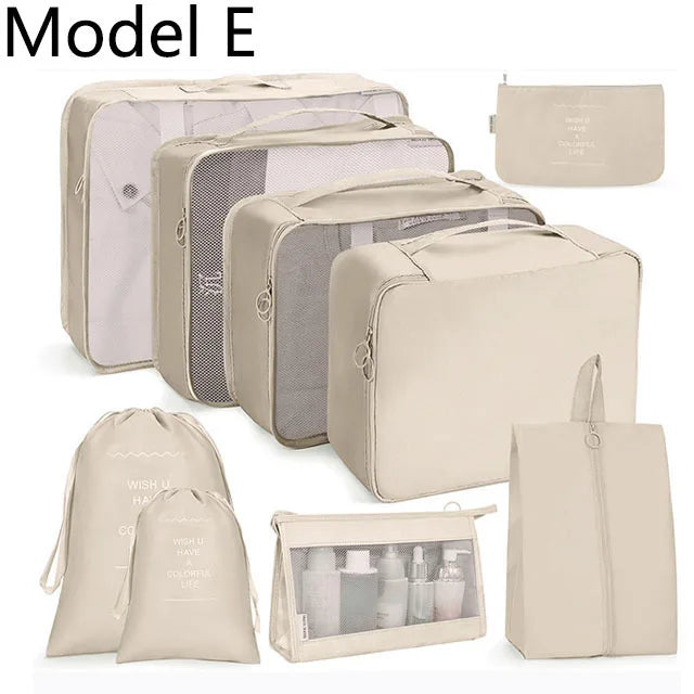 9Pcs/set High Quality Luggage Storage Bags For Packing Cube Clothes Underwear Cosmetic Bag Travel Suitcase Organizer Bag Pouch