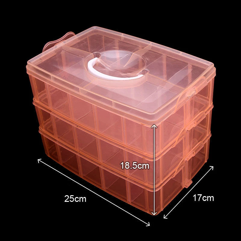 30 Grid Car Model Storage Containers 3 Layer Stackable Craft Storage Box With Handle Bead Organizer For Art,Toy,Washi Tape,Nail