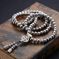 Stainless Steel Jewelry Male Bracelet Braided Link Buddha Beads Necklace Waist Chain Tactical Self Defense Whip Multi-fonction