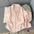 Women's Summer Pajamas, Thin Striped Pattern Short-Sleeved Shorts, Sweet and Cute, Can Be Worn Outside in Summer, Two-Piece Home Wear Set
