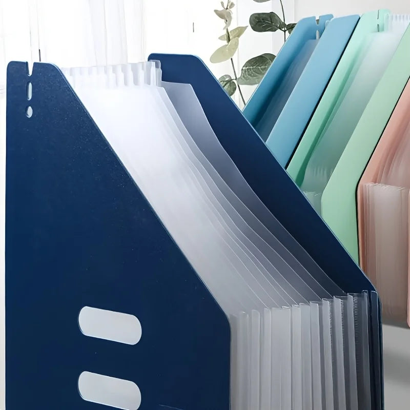 Modern white A4-sized foldable file storage box - with multiple pockets, the ideal desktop folder and desktop storage box