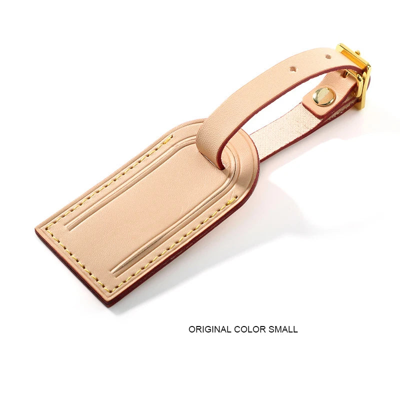 Free Monogrammed Vegetable Tanned Leather Luggage Tag Aircraft Cow Leather Boarding Travel Badge Tag Trolley Case Leather Badge