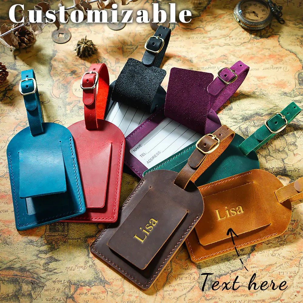 Customized Name, Top Layer Cowhide Plane Boarding Pass, Creative Suitcase Tag, Checked Boarding Leather Luggage Tag