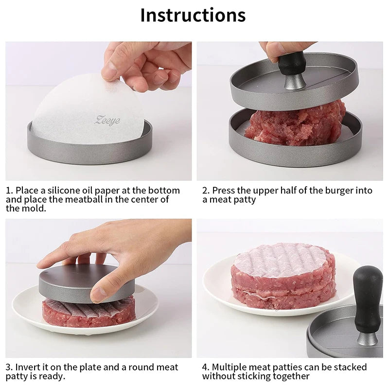 Burger Press Hamburger Patty Maker Non-Stick Hamburger Mold  |Meat Beef Cheese Veggie Burger Maker for Grill Griddle BBQ