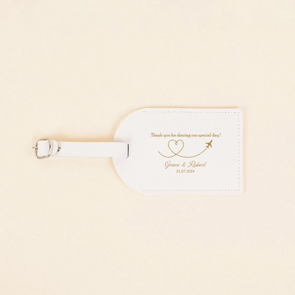Personalized Pu Leather Luggage Tag Monogrammed Couple Travel Baggage Label Tags Wedding Bridal Shower Gift for Family Friends