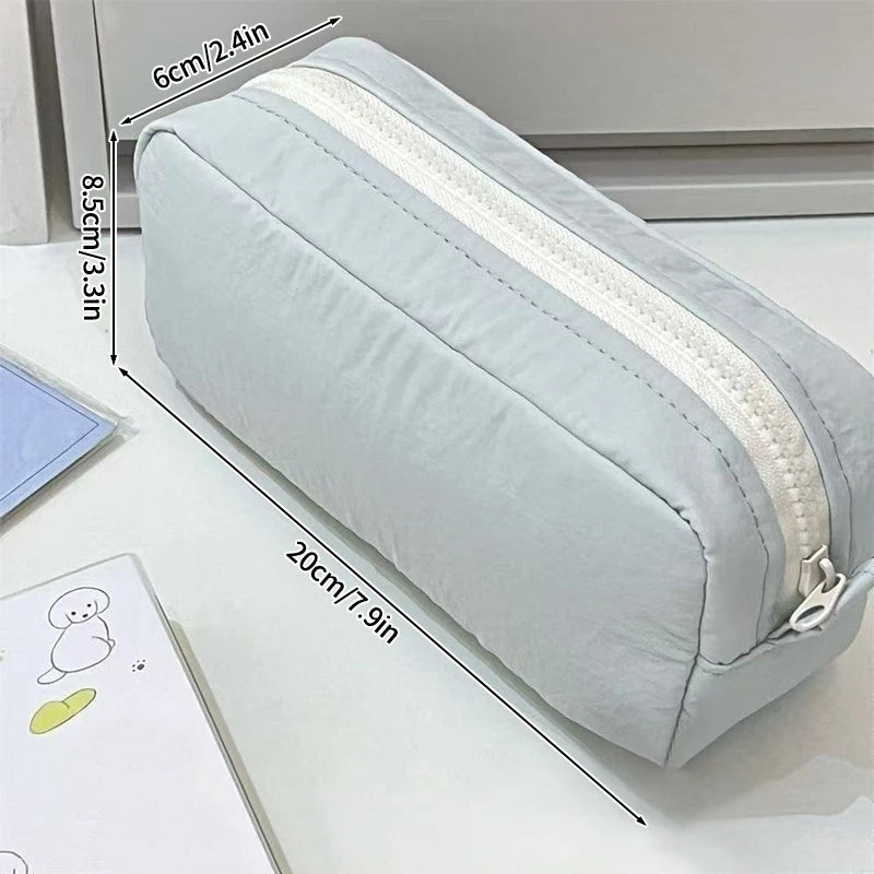 INS Pencil Case Large Capacity Pen Bag Cute Stationery Case Makeup Pouch Back to School Pink Pencil Case with Mesh Pocket 필통