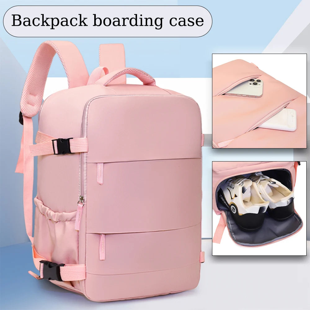 Versatile Carry-On Travel Backpack, 180 °   Expandable Boarding Bag, Laptop Compartment Bag for Business & Leisure Trips
