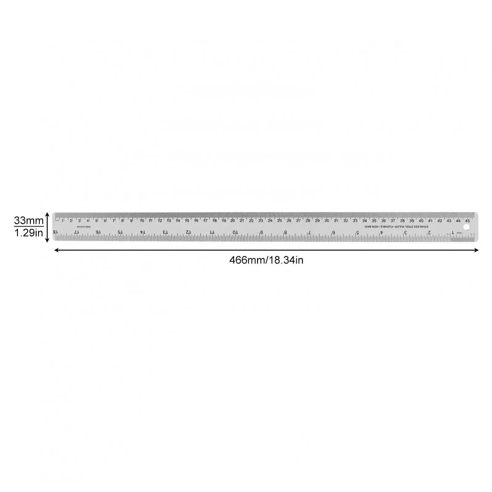 6/ 12 /18 Inch Optional Stainless Steel Metal Ruler with Cork Backing, Inch and Centimeters Non-slip Rulers Measuring Tool