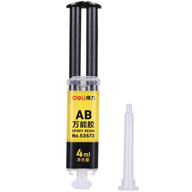 Deli-Epoxy Resin AB Glue, 2 Minutes Curing, Super Liquid Glue for Glass Metal Rubber, Waterproof, Strong Adhesive, 53573, 4ml, 1